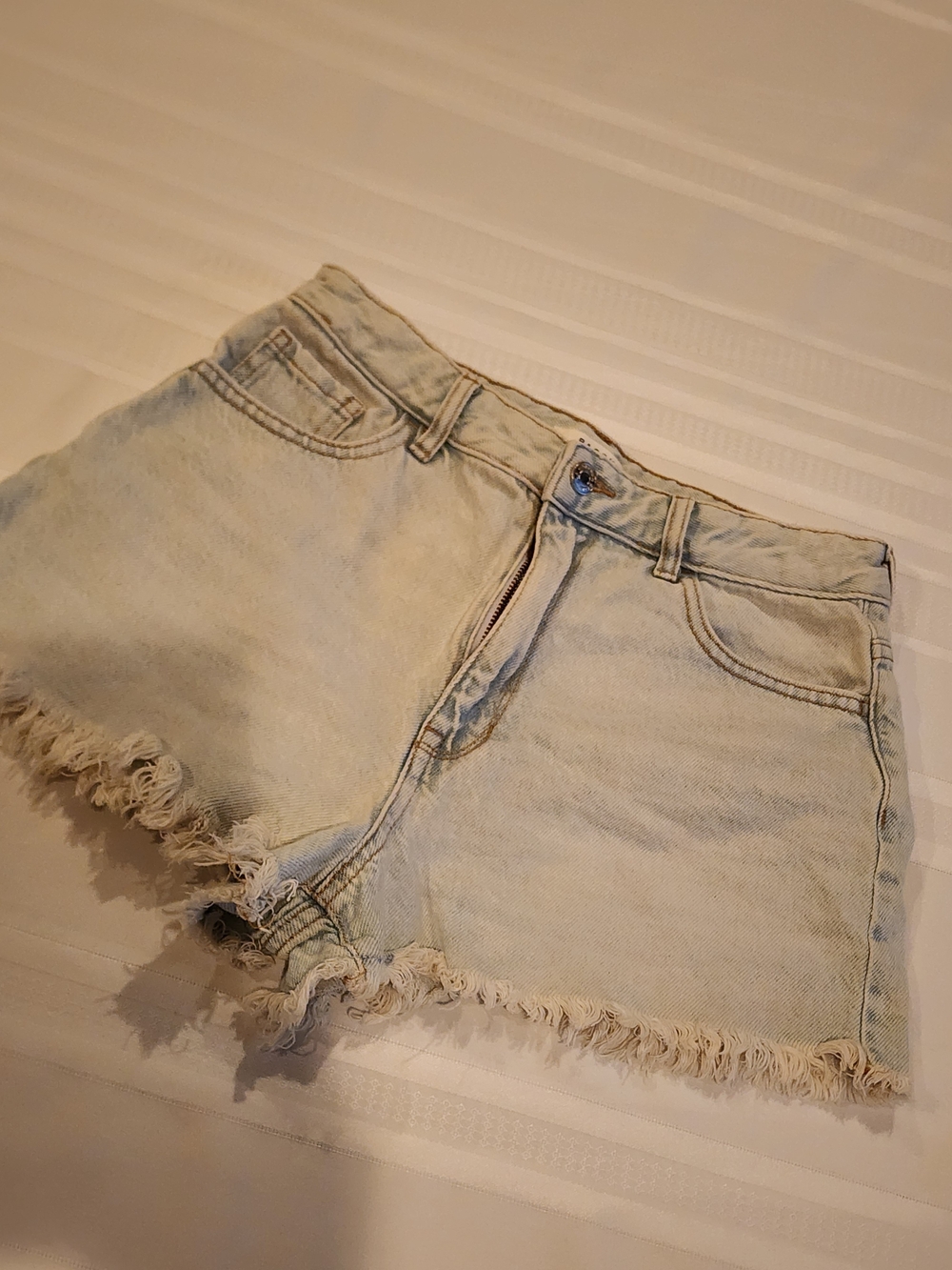 PacSun Light Blue High Waist Frayed Denim Shorts